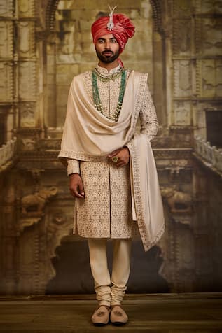 Nitika Gujral Jaal Embroidered Sherwani Set 