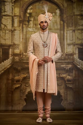 Nitika Gujral Jaal Embroidered Sherwani Set 