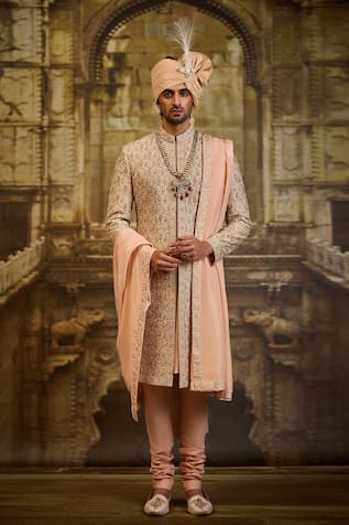 Nitika Gujral Jaal Embroidered Sherwani Set 
