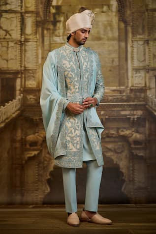 Nitika Gujral Flower Embroidered Sherwani Set 