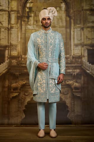 Nitika Gujral Flower Embroidered Sherwani Set 