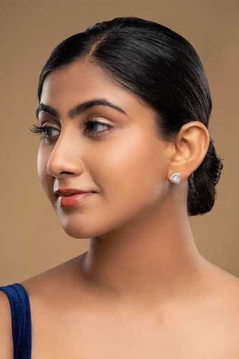 Sica Jewellery 925 Silver Trikona Stud Earrings 