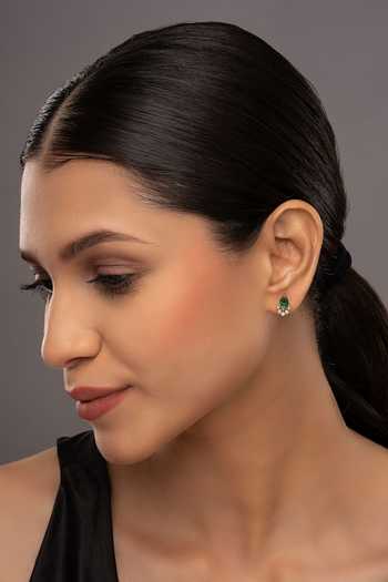 Sica Jewellery 925 Silver Miren Green Stud Earrings 