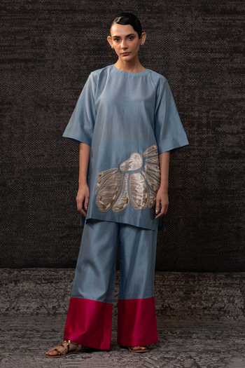 Eeda Chanderi Silk Tunic With Palazzo 