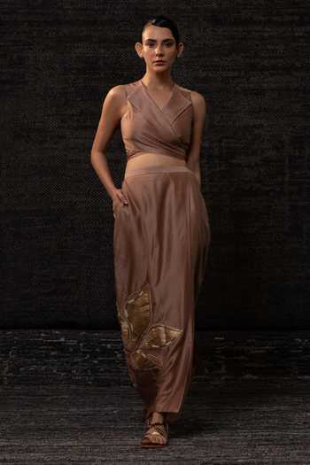 Eeda Chanderi Silk Vest With Skirt 