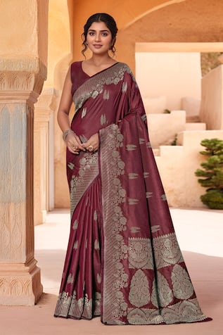 Naintara Bajaj Floral Woven Saree With Sleeveless Blouse 