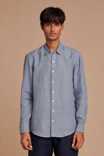 Saphed Sky Linen Oxford Shirt 