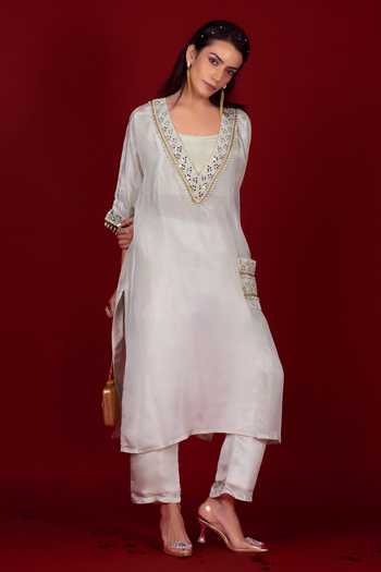 Label Niyami Embroidered Kaftan & Pant Set 