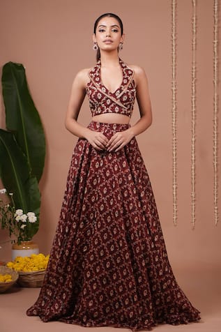 Ahi Clothing Bandhani Print Top With Lehenga 