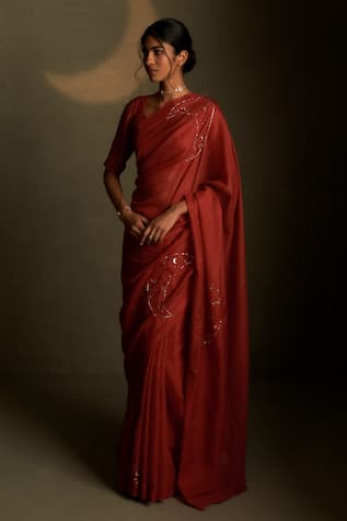 Charkhee Mul Chanderi Saree With Blouse 
