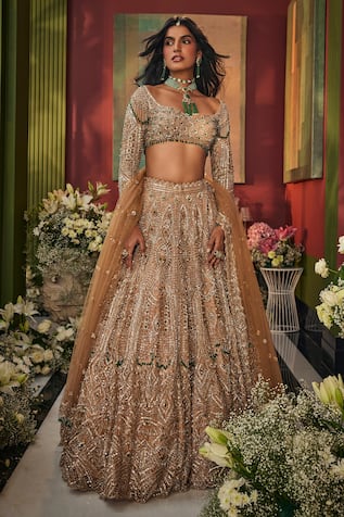 Isa By Dolly Wahal Bella Floral Embroidered Bridal Lehenga Set 