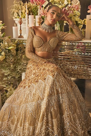 Isa By Dolly Wahal Crystal Embellished Bridal Lehenga Set 