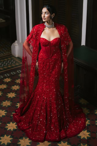 Mishru Esme Embroidered Corset & Skirt Set 