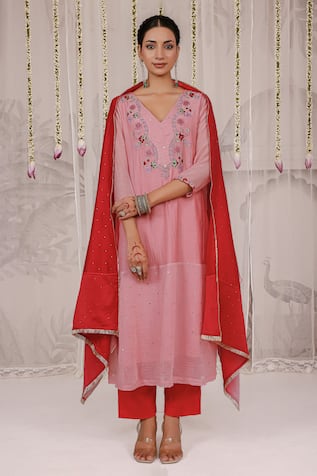 Myaara Chanderi Kurta Pant Set 