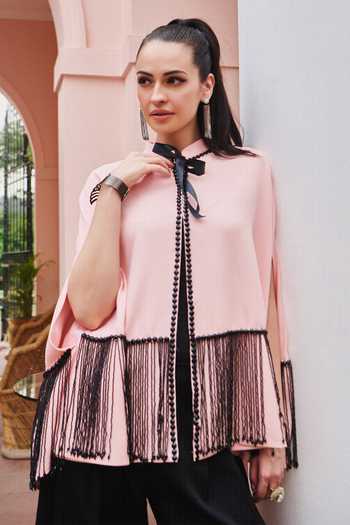 Nika 1.0 Black & Pink Strings Cape Top 