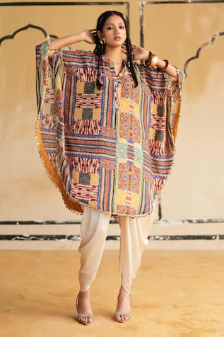 Rainas Tanot Twilight Kaftan Top & Dhoti Pant Set 