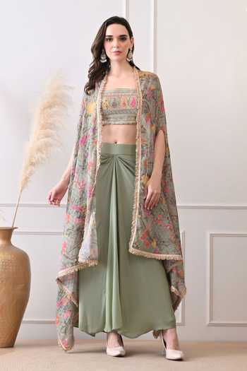 Peenacolada Floral Pattern Cape & Skirt Set 
