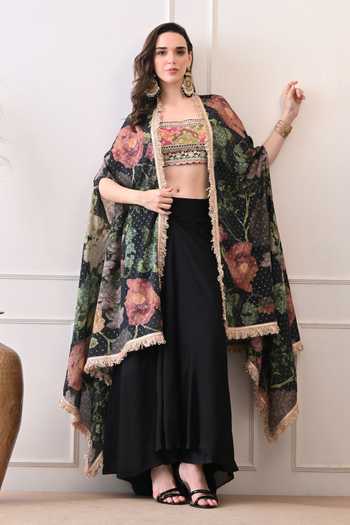 Peenacolada Floral Pattern Cape & Skirt Set 