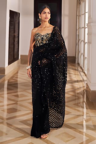 Nidhika Shekhar Ullas Embroidered Pre-Draped Saree With Blouse 