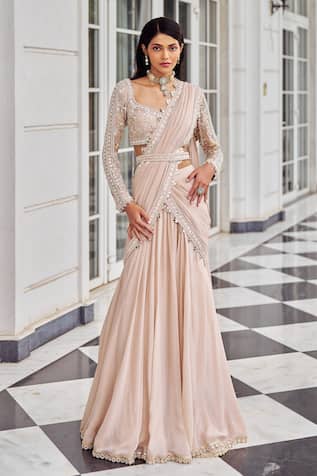 Nidhika Shekhar Umang Embroidered Pre-Draped Saree With Blouse 