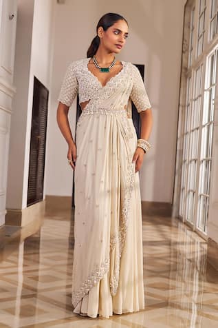 Nidhika Shekhar Masarrat Embroidered Saree Set 