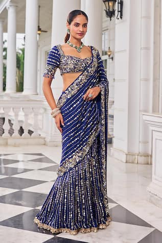 Nidhika Shekhar Shaadmani Embroidered Pre-Draped Lehenga Saree Set 