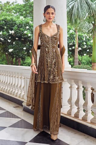 Nidhika Shekhar Floral Embroidered Kurta Sharara Set 