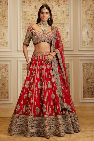 Roqa Naima Red Embroidered Bridal Lehenga Set 