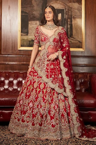 Roqa Zinah Embroidered Red Bridal Lehenga Set 