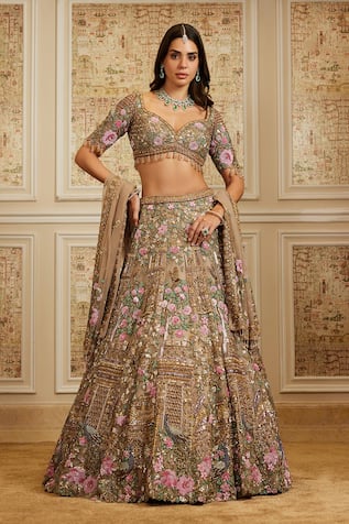 Roqa Yasira Embroidered Gold Bridal Lehenga Set 