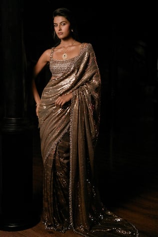 Seema Gujral Sequin Work Georgette Saree With Blouse 