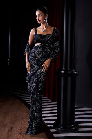 Seema Gujral Crystal Georgette Saree With Blouse 