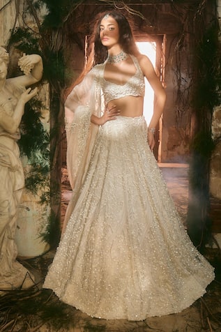 Varun Chakkilam Cascade Embroidered Lehenga Set 