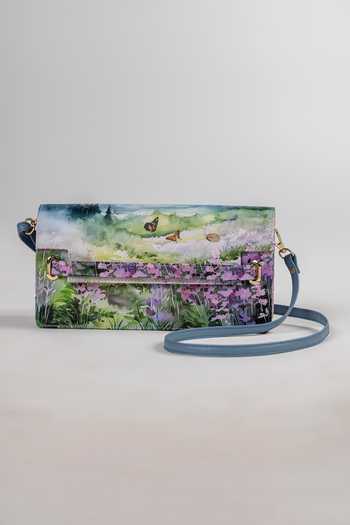 The Garnish Company Siena Lilac Fields Printed Tote Bag with Sling 