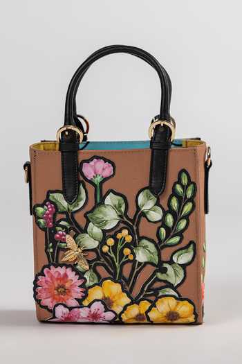 The Garnish Company Fiorentino Cutout Flower Patchwork Tote Bag 