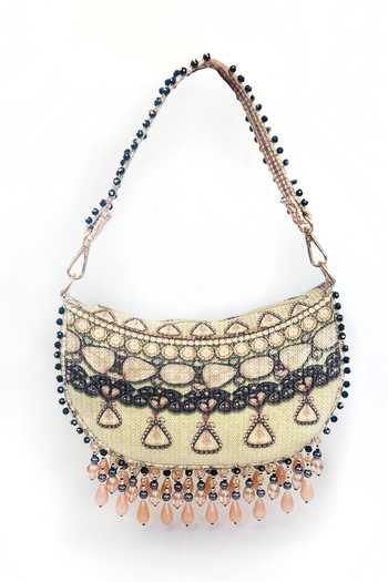 The Garnish Company Shantai Sequin Print Crescent Shape Bag With Dual Sling 