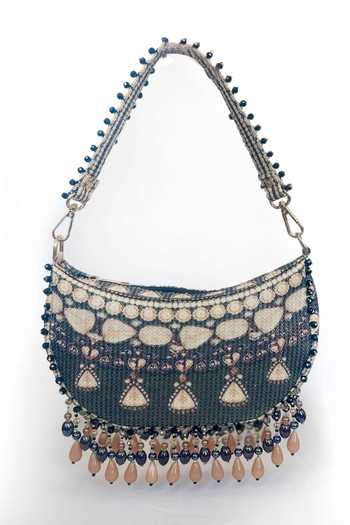 The Garnish Company Shantai Sequin Print Crescent Shape Bag With Dual Sling 