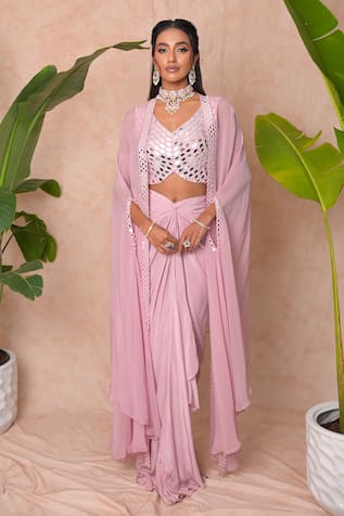 Vridhi Somaani Ayna Mirror Work Blouse & Skirt Set 