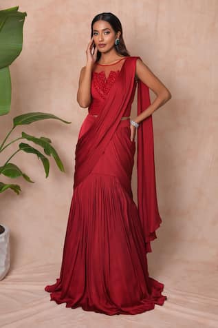 Vridhi Somaani Zara Lehenga Saree With Embroidered Blouse 