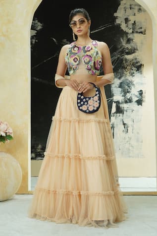 Priti Sahni Ruffle Skirt Set 