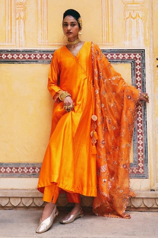 Pink City By Sarika Rang De Kesariya Kurta Set 