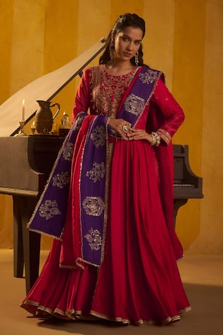 Hirika & Dhruti Dori Tikki Work Anarkali & Embroidered Dupatta 