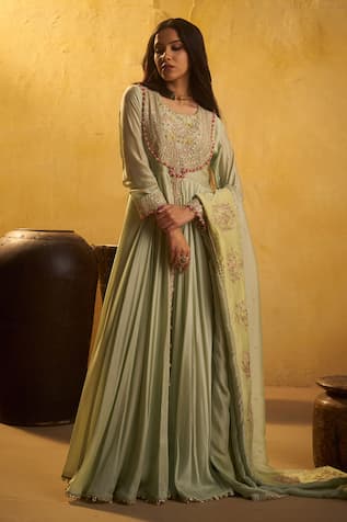 Hirika & Dhruti Zardosi Tikki Embroidered Anarkali & Dupatta 
