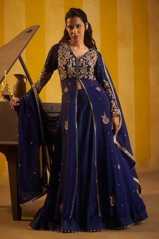 Hirika & Dhruti Zardozi Hand Work Jacket Lehenga Set 