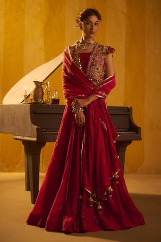 Hirika & Dhruti Hand Embroidered Jacket Lehenga Set 