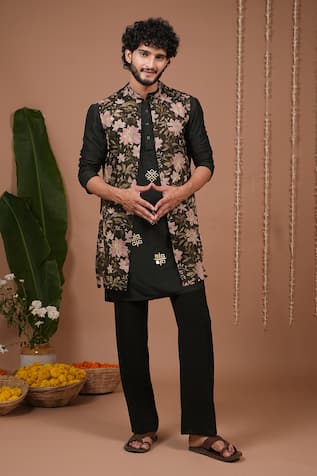 Ahi Clothing X AZA Sheer Nehru Jacket & Embroidered Kurta Set 