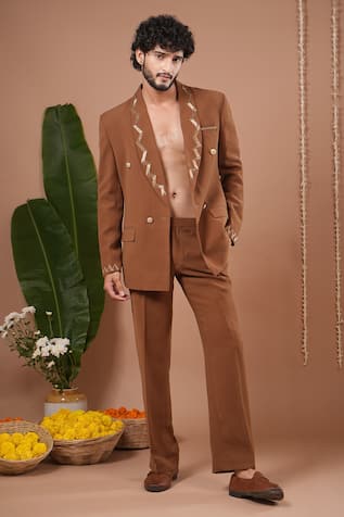 Ahi Clothing X AZA Mustard Coat & Pant Set 