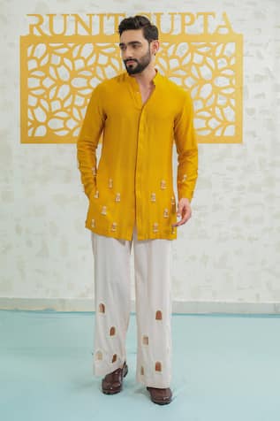 Runit Gupta Marigold Latkan Kurta With Embroidered Pant 