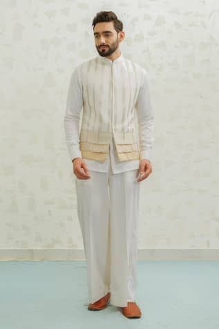 Runit Gupta Beige Multiflap Bundi Set 