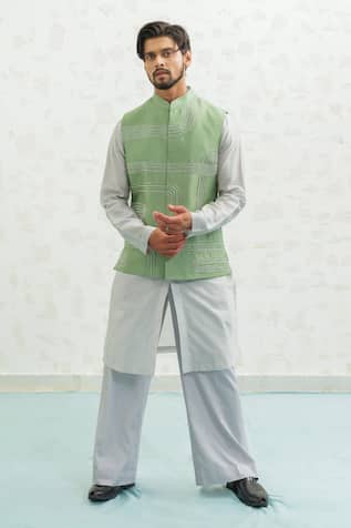 Geomtry Seafoam Bundi Kurta Set 